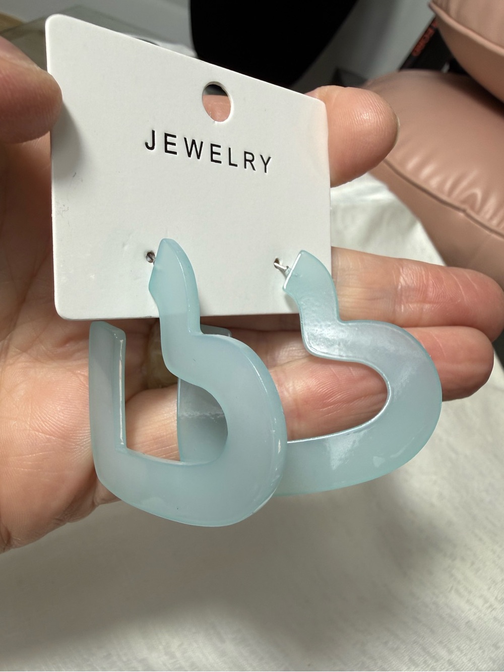 Light Blue Acrylic Statement Hoop Earrings